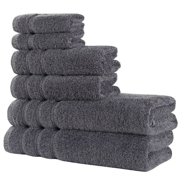 Combed Cotton 600 GSM 100 Percent Cotton Comfort Realm Ultra Soft Towel Set Grey, 2 Bath Sheet 